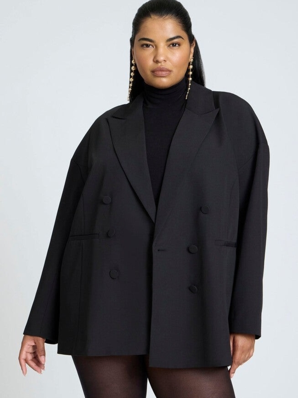 Eloquii Oversized Black Double-Breasted Blazer
